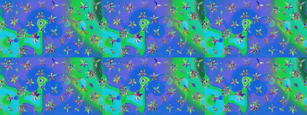 Renkli grunge, soyut arkaplanı kolomavi ve yeşil çiçeklerle süslüyor. Parmak izi, kumaş, duvar kâğıdı, tekstil için raster dokusu. Nakış desenli çiçek deseni..