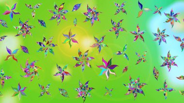 Yeşil ve mavi renkte çiçekler. Nazikçe, güzel çiçek arkaplanı. Raster çiçek desenli ve çiçekli..