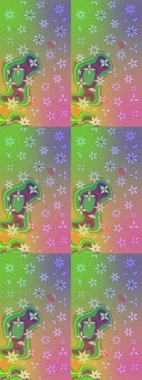 Raster illüstrasyonu. Çiçek süslemeli çizim deseni. Yeşil ve nötr renkte çiçekler.