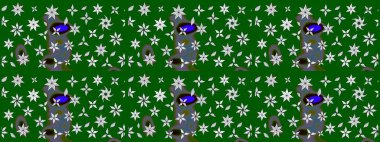 Raster düz çiçek çizim deseni. Yeşil ve nötr renklerde çiçekler. Tasarım hediye paketi, tebrik kartları, posterler ve afiş tasarımı.