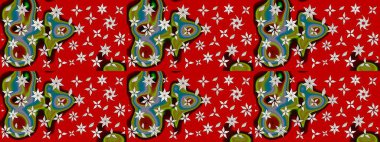 Raster illüstrasyonu. Kırmızı ve kahverengi renklerde. 3D çiçekler, çizim.