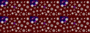 Raster Çiçek İllüstrasyonu 'nun şirin tekstili. Kırmızı ve kahverengi renkli etnik çiçeklerle zarif bir eskiz deseni..