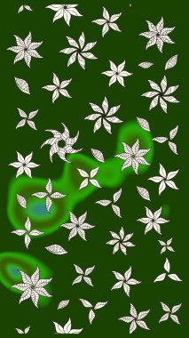 Çiçekler yeşil ve nötr. Raster hisseleri. Eskiz arkaplan modeli. Suluboya, elle çizilmiş.