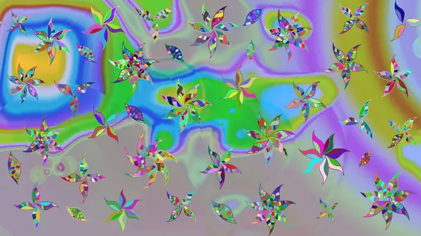 Tekrar eden çiçek arkaplanı, zarif nötr ve mavi çiçek duvar kağıdı. Tarafsız ve mavi renkler üzerine çiçek desenli çizimler, el yapımı papatyalar, papatyalar..