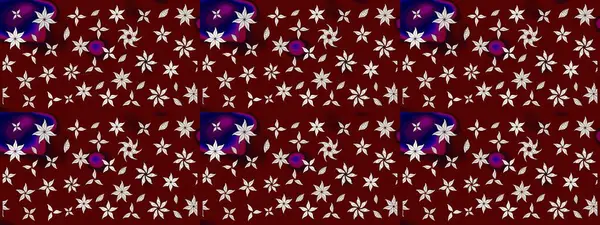 Raster Çiçek İllüstrasyonu 'nun şirin tekstili. Kırmızı ve kahverengi renkli etnik çiçeklerle zarif bir eskiz deseni..