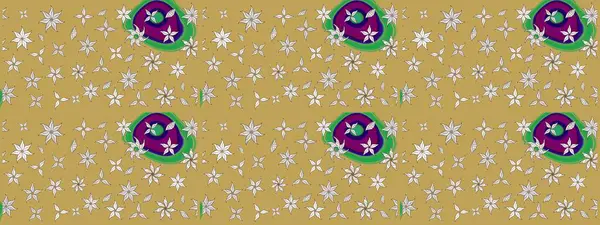 Renkli Bahar Teması eskiz kalıbı. Sarı ve nötr renklerde şirin çiçek desenleri. Düz Çiçek Elementleri Tasarımı. Raster Modaya uygun kumaş deseni.