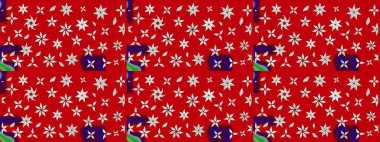 Kırmızı ve nötr renklerde güzel bir tekstil. Raster illüstrasyonu. Suluboya çiçekli çiçek deseni.