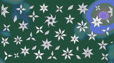 Nazik romantik baskı. Tatil havası. Raster güzel bir çiçek deseni çizmiş. Bahar mevsimi. Yeşil ve mavi renkte çiçekler.