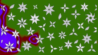 Düz Çiçek Elementleri Tasarımı. Yeşil ve nötr renklerde çiçekler. Raster illüstrasyonundaki çiçek desenli çizim. Renkli Bahar Teması çizim şablonu.