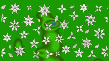 Parlak renkli fantezi çiçekleri, yapraklar yeşil ve nötr renklerde tomurcuklar yeşil ve nötr. Suluboya el çizimi elementli çiçek çizimi deseni.