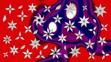 Çiçeksel elementlerle süslenmiş zarif raster dokusu. Küçük çiçekte hoş bir çiçek deseni var. Parlak çiçekli kırmızı ve mor renkler üzerine soyut çizim deseni.