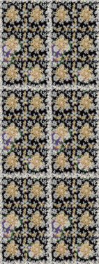 Geleneksel klasik raster altın pürüzsüz desen. Barok tarzında kusursuz bir doğulu süsü. Siyah renklerdeki altın elementler.