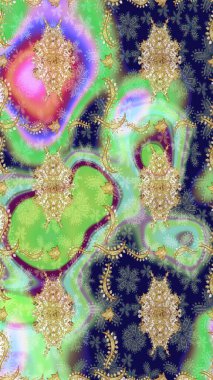 Geleneksel oryantasyon süsü. Klasik Raster çizimi. Tarafsız ve altın desenli. Klasik vintage arkaplan.