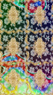 Altın elementlerle nötr renklerde altın desen. Düz elle çizilmiş klasik koleksiyon. Arkaplan, kumaş, altın duvar kağıdı. Raster altın eskiz deseni.