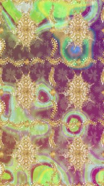 Tarafsız renklerde altın element. Lüks, kraliyet ve Viktorya dönemi konsepti. Süslü raster dekorasyonu. Tarafsız yerine altın rengi barok çiçek deseni..