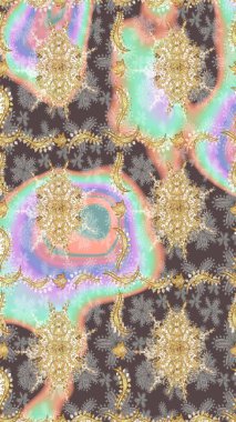 Geleneksel oryantasyon süsü. Klasik Raster Golden eskiz kalıbı. Tarafsız renklerde altın elementlerle çizim. Klasik vintage arkaplan.