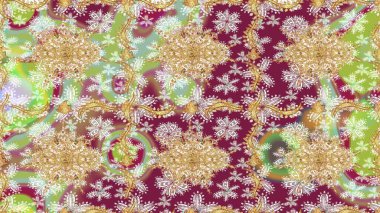 Raster illüstrasyonu. Klasik Raster altın desenini çiz. Klasik klasik klasik arka plan. Geleneksel oryantasyon süsü. Tarafsız renklerde altın elementlerle çizim deseni.