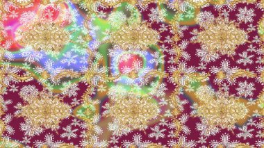 Antika altın tekrarlanabilir duvar kağıdı. Tarafsız renklerde altın element. Barok tarzında altın çiçekli süs. Şam çizimi tekrarlanan desen.