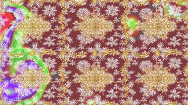 Barok tarzında eskiz oryantal süsü. Raster geleneksel altın çizim deseni kahverengi renkler üzerine.