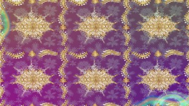 Klasik raster şablonu. Mor ve altın desenli. Tekrarlayan ögelerle soyut arkaplan çiz.