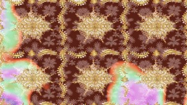 Geleneksel oryantasyon süsü. Klasik klasik klasik arka plan. Klasik Raster kahverengi ve altın desenli çizim.