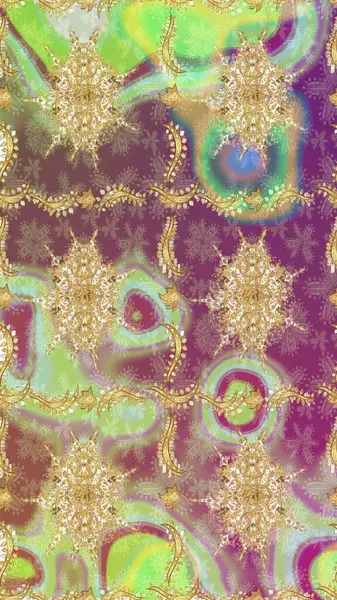 Tarafsız renklerde altın element. Lüks, kraliyet ve Viktorya dönemi konsepti. Süslü raster dekorasyonu. Tarafsız yerine altın rengi barok çiçek deseni..