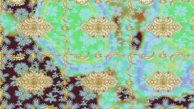 Tarafsız renklerde ve altın elementlerle geleneksel klasik altın raster deseni. Barok tarzında eskiz doğulu süsü..