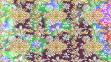 Çiçek deseni. Skeç raster arka planı. Şık bir grafik desen. Duvar kâğıdı barok, İspanyol kumaşı. Tarafsız renklerdeki altın elementler.