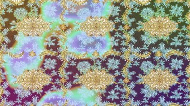 Tarafsız renklerde altın elementlerle çizim. Klasik klasik klasik arka plan. Klasik Raster altın desenini çiz. Geleneksel oryantasyon süsü.