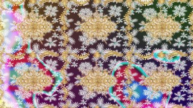 Barok tarzında eskiz oryantal süsü. Tarafsız renklerde ve altın elementlerle geleneksel klasik altın raster deseni.