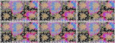 Damask pürüzsüz yineleme kalıbı. Barok tarzında altın çiçekli süs. Gri renklerdeki altın element. Antika altın tekrarlanabilir duvar kağıdı.