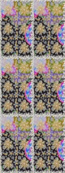 Süslü dantel iz sürücü. Doğu tarzında klasik tasarım öğesi. Gri renkli geleneksel Arapça dekor. Duvar kâğıdı için altın süslü bir illüstrasyon. Çiçekli süslemeli, pürüzsüz bir desen..