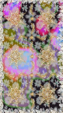 Doğu tarzında klasik tasarım öğesi. Duvar kâğıdı için altın süslü bir illüstrasyon. Çiçekli süslemeli, pürüzsüz bir desen. Süslü dantel iz sürücü. Gri renkler üzerine geleneksel Arapça dekor.