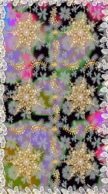 Raster illüstrasyonu. Kusursuz soyut bir arkaplan. Oriental raster klasik gri ve altın desenli.