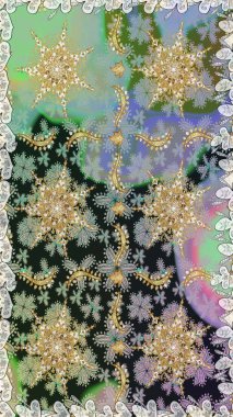 Gri renklerde, altın elementlerle kusursuz desen. Kusursuz altın desen. Raster doğulu süsü.