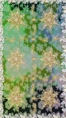 Barok tarzında duvar kağıdı tasarımı için kusursuz damaske deseni arkaplanı. Altın elementlerle nötr renklerde altın desen. Süslü raster dekorasyonu.