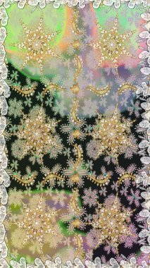 Raster klasik barok çiçeksiz altın desenli. Lüks, kraliyet ve Viktorya dönemi konsepti. Süslü dekorasyon. Altın elementlerle nötr renklerde altın desen.