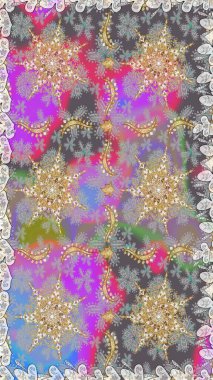 Gri renkli ve altın elementli geleneksel altın sarısı desen. Barok tarzında kusursuz bir doğulu süsü..