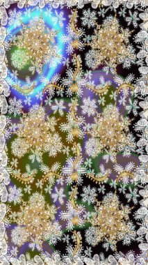 Paisleys zarif çiçek desenli dikdörtgen arka plan duvar kâğıdı illüstrasyonlu klasik stil, modern 3D çizgili sanat altın ve gri desenli çiçek yaprakları ve süslemeleri..