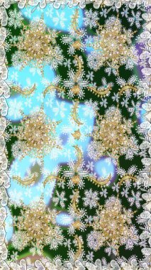 Tarafsız renkler ve altın elementler. Çiçek desenli altın metal. Raster altın çiçek süsü brokar kumaş ve cam desenli. Kusursuz altın desen.