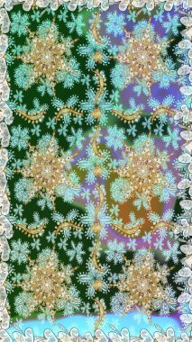 Damask pürüzsüz süsü. Tarafsız renkler üzerinde klasik oryantal desen. Geleneksel raster ve altın desen.