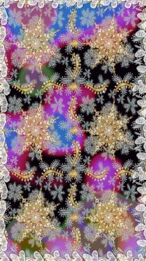 Kusursuz raster arka plan. Duvar kâğıdı barok, İspanyol kumaşı. Gri renklerdeki altın elementler. Çiçek deseni. Şekil grafik deseni.