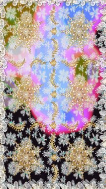 Damask pürüzsüz yineleme kalıbı. Antika altın tekrarlanabilir duvar kağıdı. Gri renklerdeki altın element. Barok tarzında altın çiçekli süs..