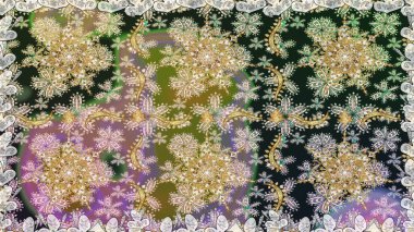 Gri renkler ve altın elementler üzerinde altın pürüzsüz desen. Noel, kar tanesi, yeni yıl. Gri renklerde, altın elementlerle kusursuz klasik desen.