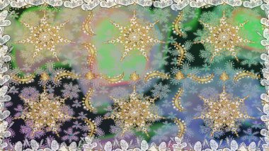 Süslü raster dekorasyonu. Lüks, kraliyet ve Viktorya dönemi konsepti. Klasik barok çiçekli, nötr yerine altın desenli. Tarafsız renklerde altın element.