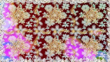 Kusursuz raster arka plan. Kusursuz çiçek deseni. Duvar kâğıdı barok, İspanyol kumaşı. Tarafsız renklerde grafiksel modern kusursuz desen.