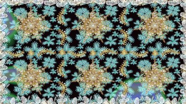 Altın elementlerle siyah renklerde altın desen. Geleneksel klasik altın desen. Barok tarzında kusursuz bir doğulu süsü. Raster doğulu süsü.