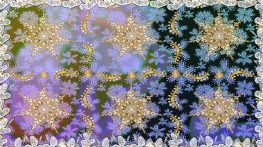 Doğu tarzı arabesk. Kusursuz altın desenli bukleler. Altın elementli gri renkler. Raster illüstrasyonu. Raster altın desen.