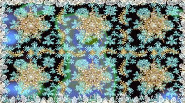 Raster illüstrasyonu. Kusursuz soyut bir arkaplan. Oriental raster klasik nötr ve altın desenli.