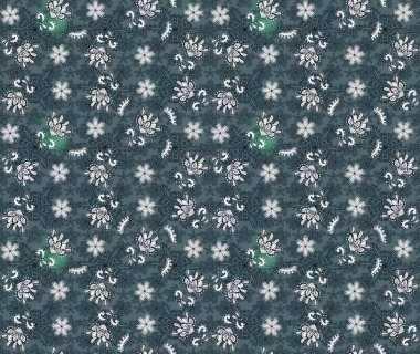 Raster illüstrasyonu. Çiçekli güzel suluboya desen. Yeşil ve mavi renklerde.